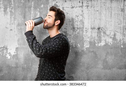 Young Man Drinking Beer