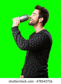 Young Man Drinking Beer