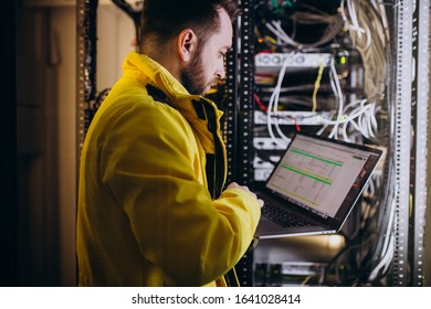 Young man engineer making program analyses