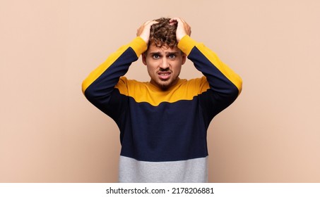 Young Man Feeling Frustrated And Annoyed, Sick And Tired Of Failure, Fed-up With Dull, Boring Tasks