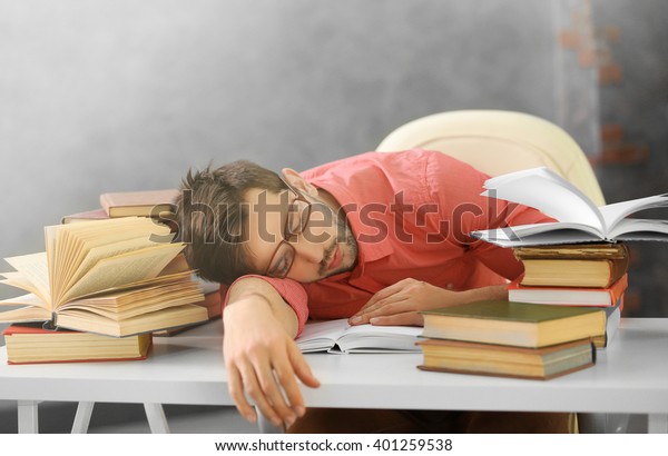 Young Man Fell Asleep During Reading Stock Photo Edit Now