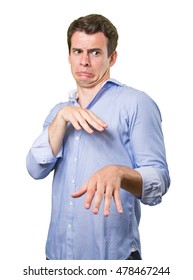 Young Man With A Gesture Of Disgust On White Background