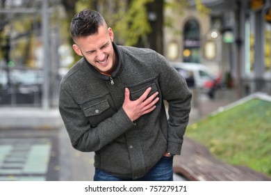 Young Man Hearth Attack In Autumn