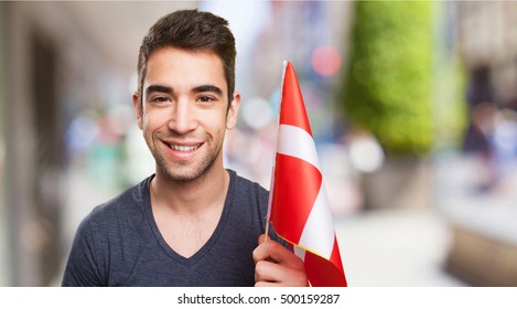 Young Man Holding Flag Stock Photo 500159287 | Shutterstock