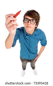 Young Man Holding Pen