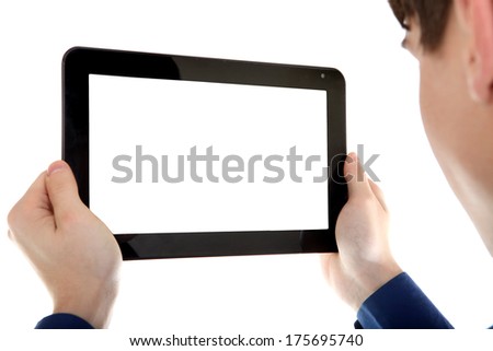 Similar – Image, Stock Photo Unrecognizable young man taking shot on video camera