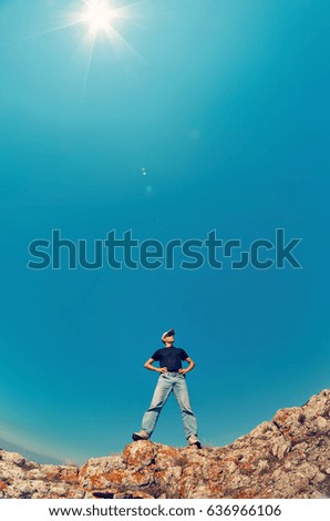 Similar – Image, Stock Photo black haired man posing with sunglasses