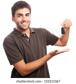 Young Man With The Keys Of His New Car