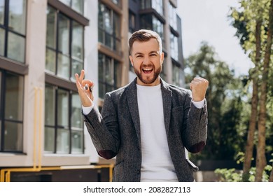 Young Man With Keys Just Bought New Appartment