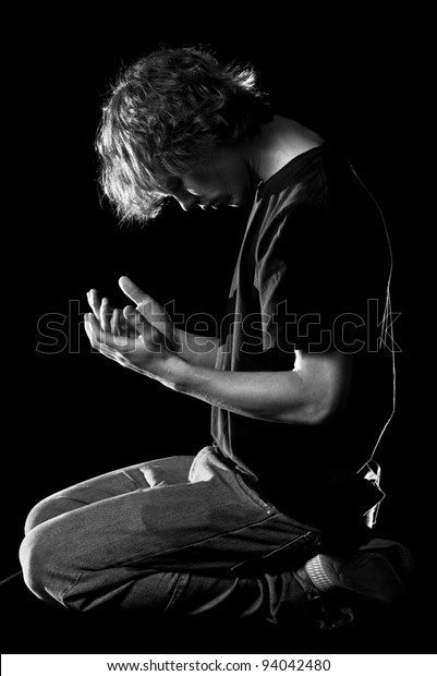 Young Man Kneels Prays Stock Photo 94042480 | Shutterstock