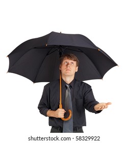 Young Man Large Black Umbrella On Stock Photo 58329922 | Shutterstock