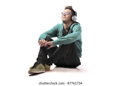 Young Man Listening To Music