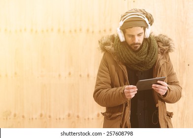 A Young Man Listens To Music In An Urban Image Of Modern Life Istagram Style Toned