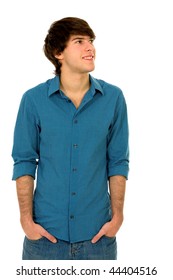 Young man looking up