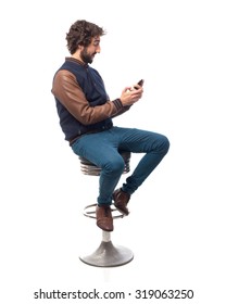 Young Man With Mobile Bar Stool