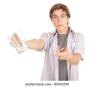 young man with mug of beer, white background, series - Powered by Shutterstock