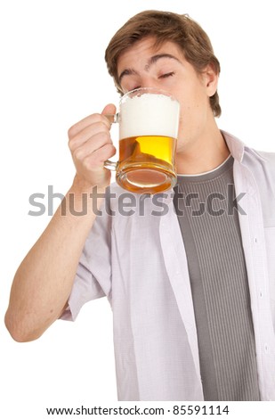 Similar – Image, Stock Photo Portrait of a young man with a beer glass in his hand