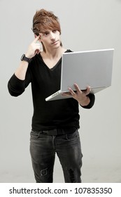 Young man with notebook