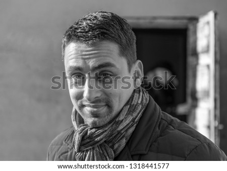 Similar – Cute man smiling with a hat