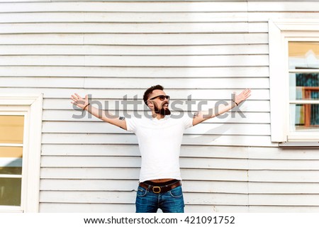 Similar – Mann mit Sonnenbrille und Posing