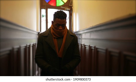 Young Man Opening Front Door Walking Through Corridor Stepping Outside Leaving Home