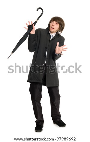 Young man in a panic