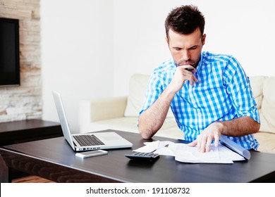 Young Man Paying Bills Home Stock Photo 191108732 | Shutterstock