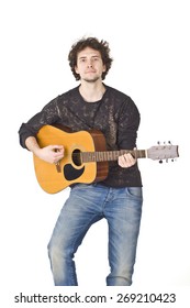 Young Man Playing Acustic Guitar.