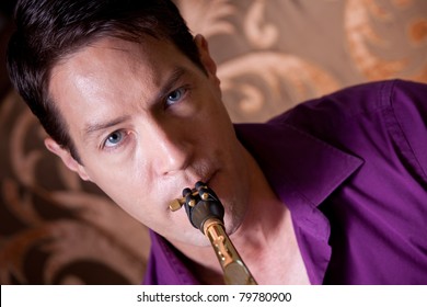 Young Man Playing Saxaphone