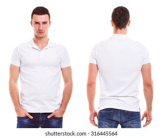Young man with polo shirt on a white background