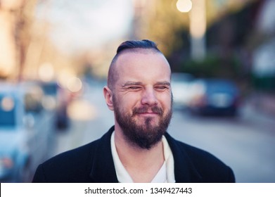 Young Man Portrait With Cringed  Face Expression