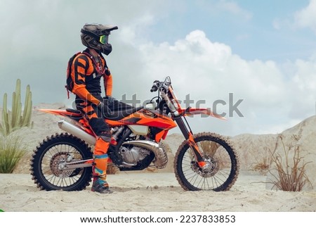 Young man practice riding motorcycle