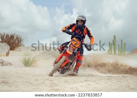 Young man practice riding motorcycle