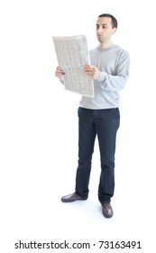 Young Man Reading Newspaper
