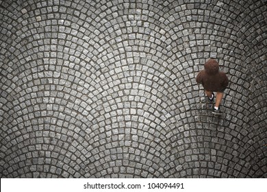 Young Man Is Running In Rain - Blurred Motion