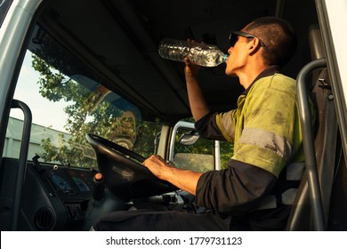 Young Man Saying It Is Everything Okay A Truck Inside The Cabin With The Security Clothes