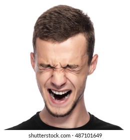 Young Man Screaming On White Background Stock Photo 487101649 ...