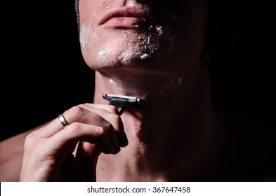 Young Man Shaving