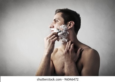 Young Man Shaving