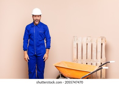 Young Man Shouting Aggressively, Looking Very Angry, Frustrated, Outraged Or Annoyed, Screaming No Construction Concept