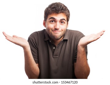 Young Man Showing Ignorance On A White Background