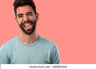 Young Man Showing Tongue