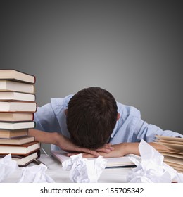 Young Man Sleeping On Desk Books Stock Photo 155705342 | Shutterstock