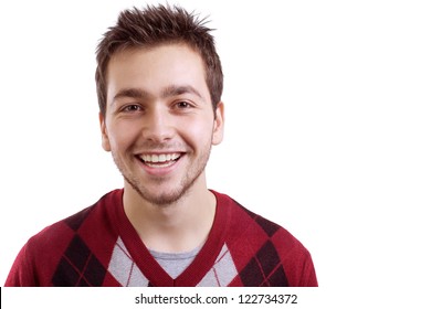 Young Man Smiling Isolated On White Background