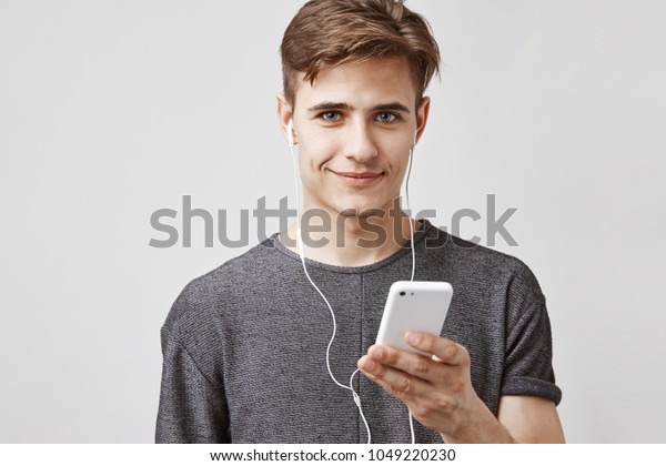 Young Man Stylish Haircut Listening Music Stock Photo Edit Now