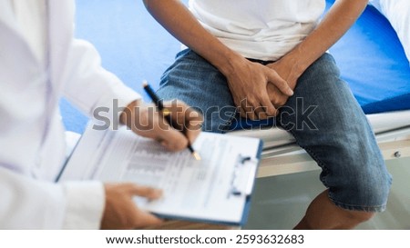 A young man suffering from erectile dysfunction seeks consultation with a specialist to identify the cause of his erectile dysfunction and seek treatment or cure for the erectile dysfunction.