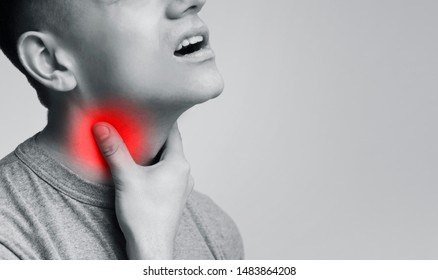 Young Man Suffering Pain Throat Touching Stock Photo 1483864208 ...