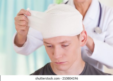 Young Man With Trauma Of The Head