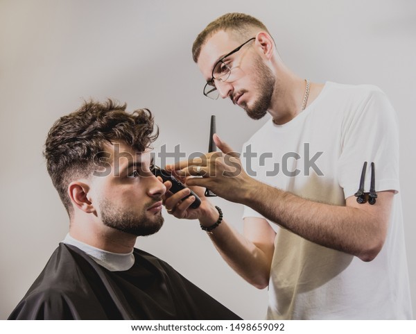 Young Man Trendy Haircut Barber Shop Stock Photo Edit Now 1498659092