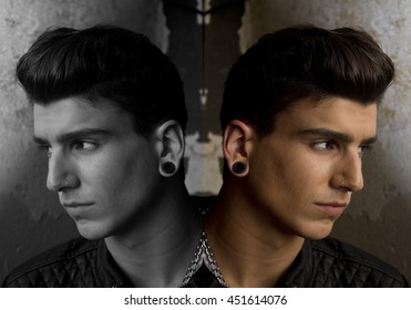 young man in two versions